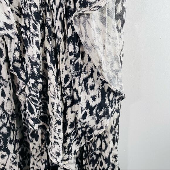 Anthropologie Black White Ikat Animal Print Strappy Mini Dress XS Oversized - Picture 12 of 16